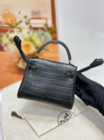 Kellly doll bag Gold buckle crocodile leather custom - Image 5