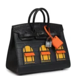 Hermes "Midnight" Faubourg Birkin Sellier 20 So Black Matte Alligator Black Hardware - Image 2