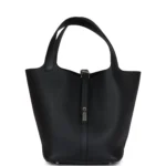 Hermes Picotin Lock 22 Black Clemence Palladium Hardware