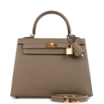 Hermes Kelly Sellier 25 Etoupe Epsom Gold Hardware
