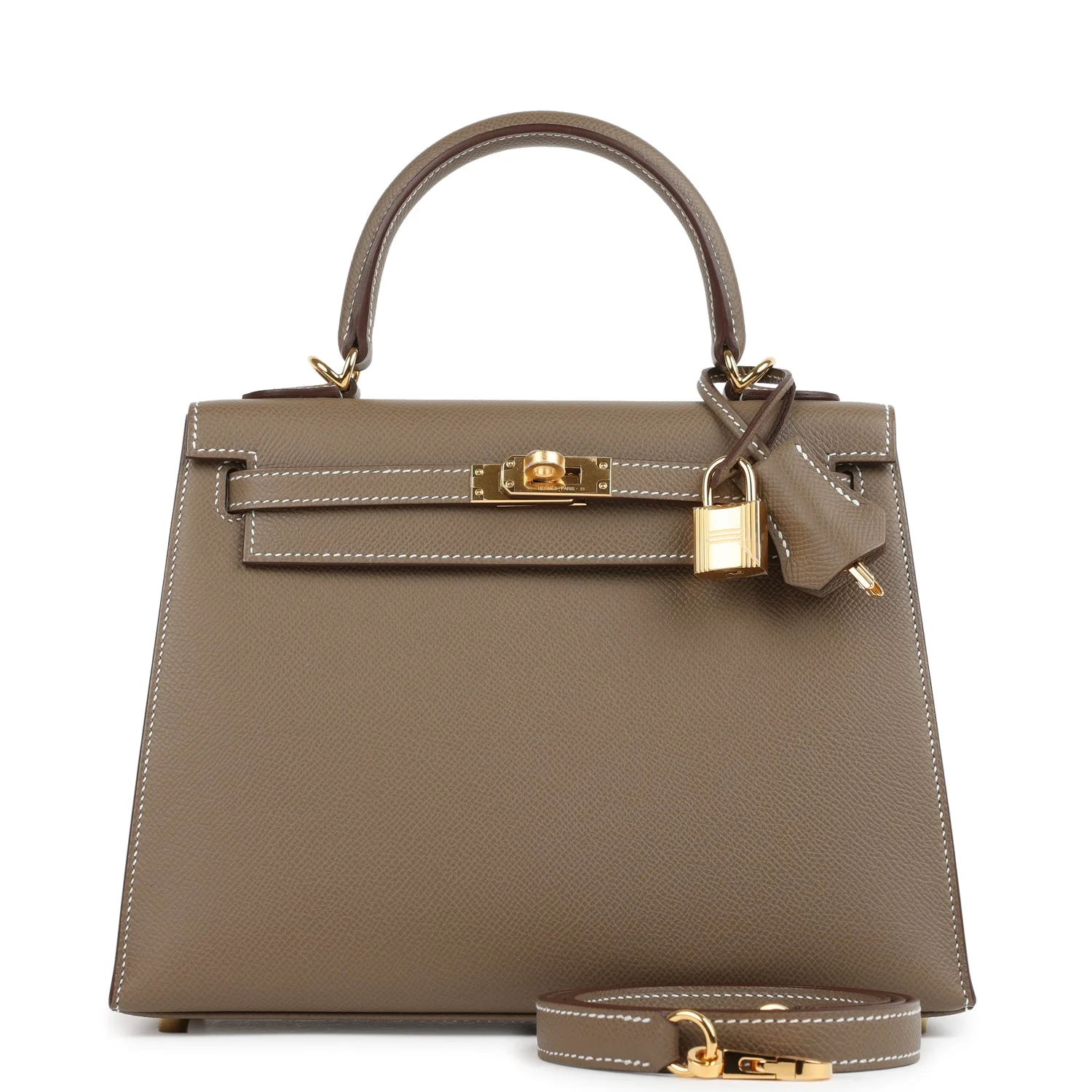 6D0CAEB0-661A-583B-A268-BAA4F19901DA.webp Hermes Kelly Sellier 25 Etoupe Epsom Gold Hardware - Image 1