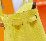 Herm&egrave;s Birkin platinum bag, yellow marigold color, matte crocodile skin, gold buckle, 25-30cm long customization - Image 8