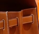 Hermes Kelly brown gold leather full-sewn saddle leather with silver buckles, 40cm long - Image 5
