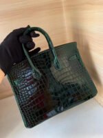 Herm&egrave;s Birkin 25 Emerald Bay Crocodile Leather customization - Image 6