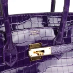 Hermes Birkin 35 Ultraviolet Shiny Porosus Crocodile Gold Hardware - Image 7
