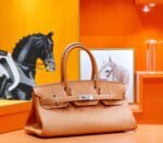 Hermes  Birkin platinum bag, golden brown color, Togo style fully hand-sewn silver buckle 29-42cm long customization - Image 2