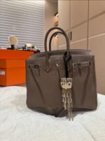 Herm&egrave;s BirKin 25-35 Elephant Grey Silver Buckle Custom - Image 4