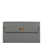 Hermes Kelly Pocket Long Wallet Gris Meyer Madame Gold Hardware