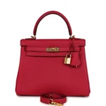 Hermes Kelly Retourne 25 Framboise Togo Gold Hardware