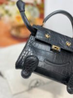 Kellly doll bag Gold buckle crocodile leather custom - Image 4