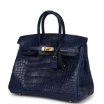 Hermes Birkin 25 Bleu Saphir Matte Alligator Gold Hardware - Image 5