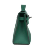 Hermes Kelly Pochette Vert Moyen Swift Palladium Hardware - Image 3
