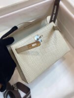 Herm&egrave;s Kelly II 19cm Glacier White American crocodile leather - Image 3