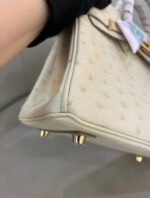Herm&egrave;s Birkin 25-30 Cream Ostrich Leather - Image 4