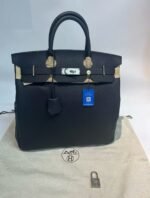 Herm&egrave;s Haut a Courroies 40 Black Silver Buckle Togo Leather Custom