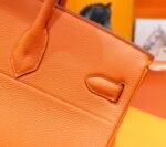 Hermes Birkin platinum bag, orange color, Togo style, fully hand-sewn, silver buckle, 29-42cm customization - Image 3