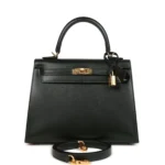 Hermes Kelly Sellier 25 Vert Fonce Box Gold Hardware