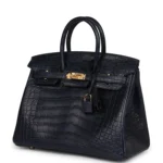 Hermes Birkin 25 Bleu Indigo Matte Alligator Gold Hardware - Image 5