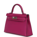 Hermes Special Order (HSS) Kelly Sellier 20 Rose Pourpre Verso Epsom Palladium Hardware - Image 5