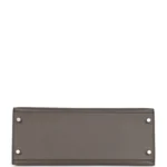 Hermes Special Order (HSS) Kelly Sellier 28 Etain and Black Epsom Brushed Palladium Hardware - Image 6