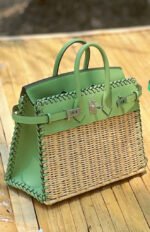 Herm&egrave;s Picnic Sellier Birkin 25 Avocado Green Swift Palladium Hardware - Image 4