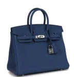 Hermes Birkin 25 Bleu Tie Togo Palladium Hardware - Image 2