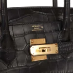 Hermes Birkin 30 Black Matte Alligator Gold Hardware - Image 7