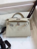 Herm&egrave;s Kelly II 19cm Glacier White American crocodile leather - Image 6