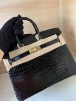 Hermès Birkin 25 Black gold crocodile skin customization - Image 3