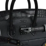 Hermes "Midnight" Faubourg Birkin Sellier 20 So Black Matte Alligator Black Hardware - Image 7