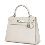 Hermes Kelly Sellier 28 Gris Pale Epsom Palladium Hardware - Image 5