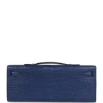 Hermes Kelly Cut Bleu De Malte Matte Porosus Crocodile Palladium Hardware - Image 4
