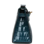 Hermes Kelly Pochette Vert Bosphore Shiny Alligator Gold Hardware - Image 3