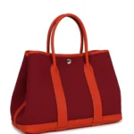 Hermes Garden Party 30 Rubis Officier Canvas and Capucine Negonda Palladium Hardware - Image 2