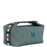 Hermes Bride-A-Brac Au Carre Case PM Vert Foret H Natte Canvas and Wool Palladium Hardware - Image 2