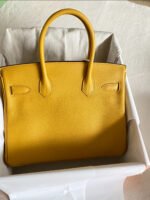 Herm&egrave;s Bikrin 25-35 Amber Yellow with Custom Gold Buckle - Image 4