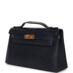 Hermes Kelly Pochette Bleu Indigo Matte Alligator Gold Hardware - Image 5