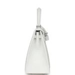 Hermes Kelly Sellier 25 New White Swift and Ecru-Beige Toile H Canvas Palladium Hardware - Image 3