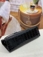 HERMES Kelly Pochette 22 Noir Black Crocodile Silver Hardware - Image 6