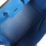 Hermes Birkin 25 Bleu France Swift and Bleu Bill-Ecru Toile H Canvas Palladium Hardware - Image 8