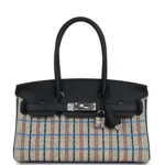 Hermes Shoulder Birkin Light 29 Multicolor Toile and Black Swift Palladium Hardware