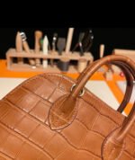 Bolide Mini 18CM Matte crocodile leather brown - Image 7