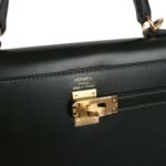 Hermes Kelly Sellier 25 Vert Fonce Box Gold Hardware - Image 7