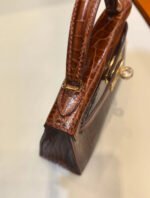 Herm&egrave;s Kelly Mini Honey Brown Gold Buckle Crocodile Leather Custom - Image 5