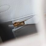 Hermes Birkin platinum bag, white color, glossy crocodile skin, gold clasp, 25cm customization - Image 9