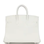 Hermes Birkin 25 New White Swift Palladium Hardware - Image 4