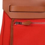 Hermes Herbag Zip PM 31 Capucine Toile Militaire & Fauve Vache Hunter Palladium Hardware - Image 9