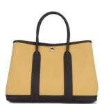 Hermes Garden Party 30 Paille Toile Militaire Canvas and Ebene Negonda Palladium Hardware - Image 4