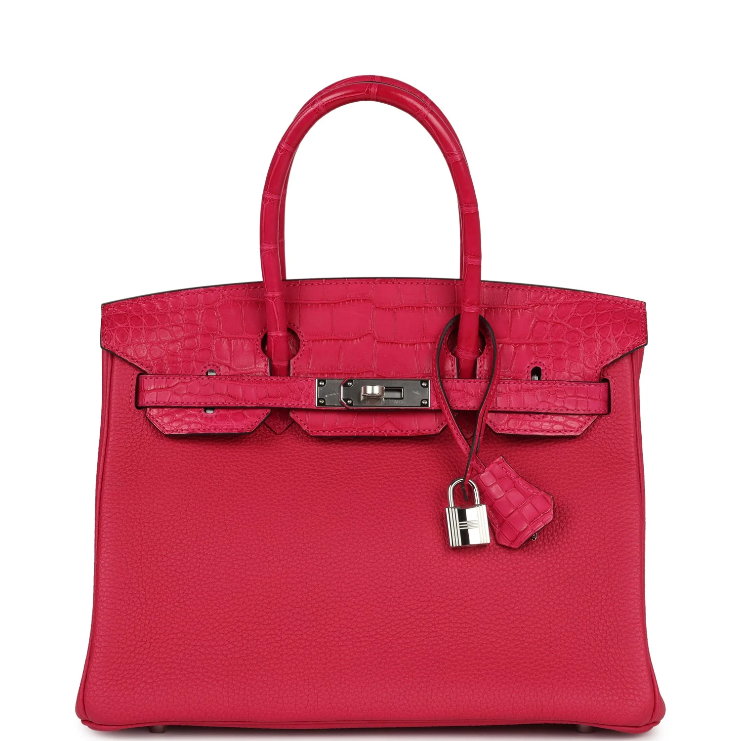 8FA8F14B-0F55-1FFA-935A-4B4F2A0CBFF3.webp Hermes Birkin 30 Framboise Matte Alligator Togo Touch Palladium Hardware - Image 1