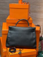 Herm&egrave;s Kelly 40 black silver buckle TOGO leather custom - Image 2